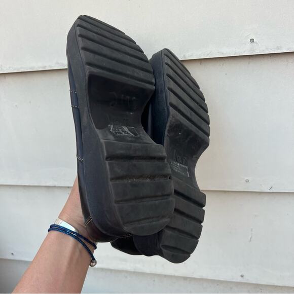 Vintage 90s Y2K LEI Brown Chunky Platform Clogs Faux Strap - Picture 9 of 9